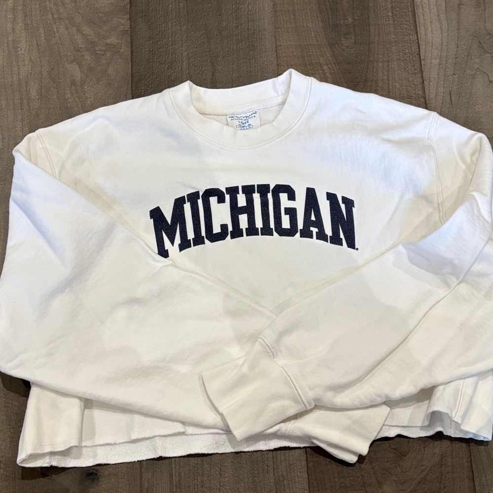 Champion White Sweatshirt with Navy Print